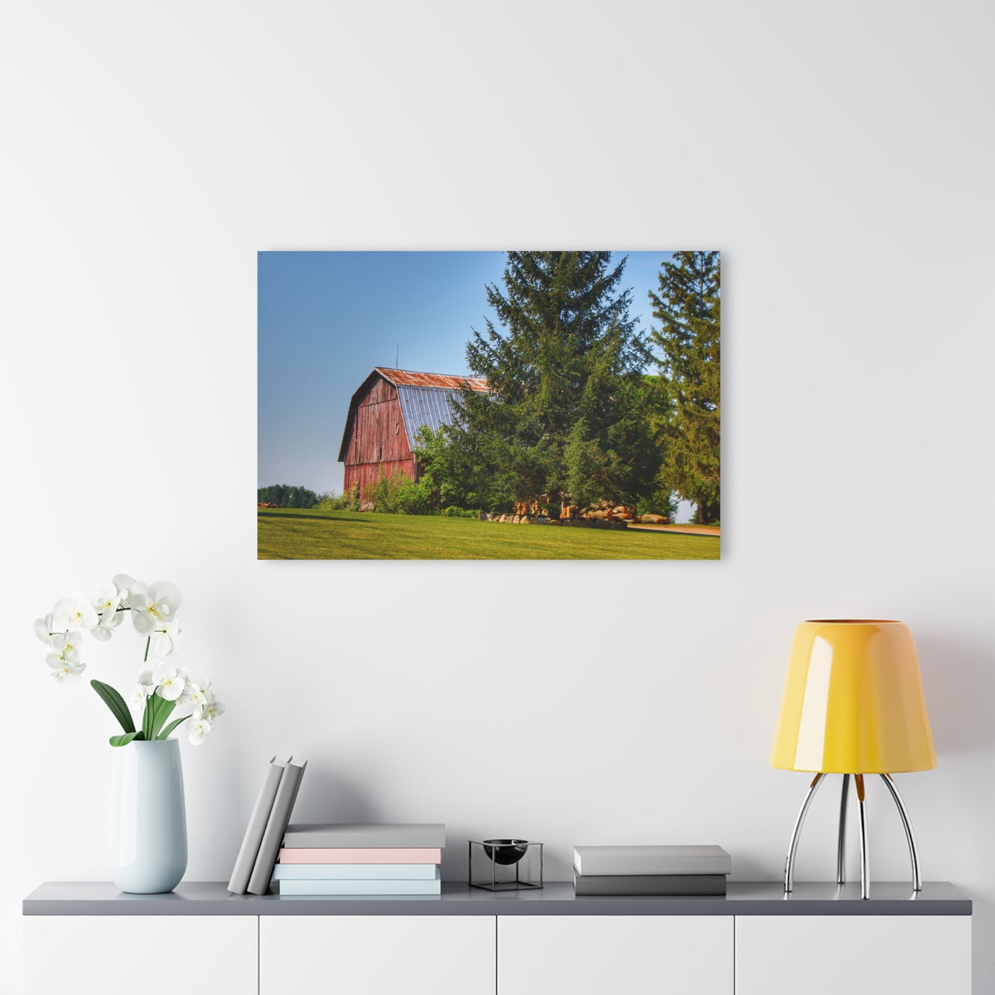 U R There Photography Mushroom Road Hidden Red Rustic Farmhouse Acrylic Wall Print