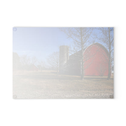 U R There Photography Romeo Plank Road Reds I Rustic Farmhouse Tempered-Glass Cutting Board