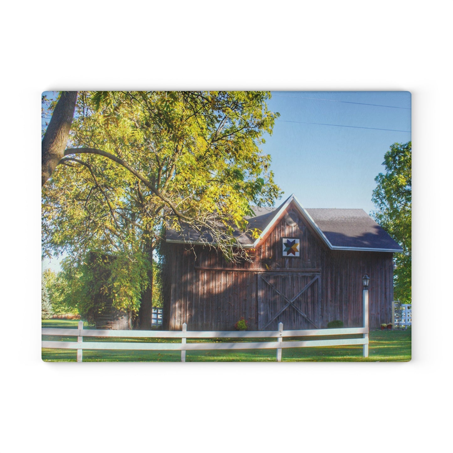 U R There Photography Hunters Creek Quilted I Rustic Farmhouse Tempered-Glass Cutting Board