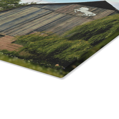 U R There Photography Hassler Lake Horse Barn Rustic Farmhouse Tempered-Glass Cutting Board 8"x 11"