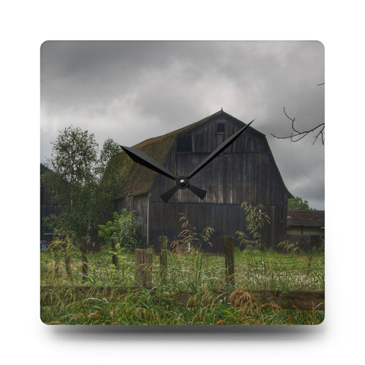 Greys of Summer Road Rustic Farmhouse Acrylic Analog Wall Clock 10.75'' × 10.75'' (Square)