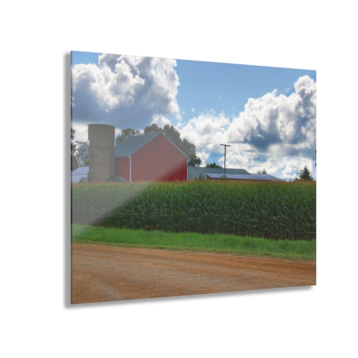 U R There Photography East Brown Road Red Rustic Farmhouse Acrylic Wall Print