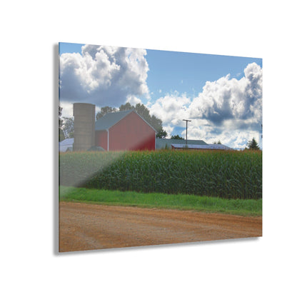 U R There Photography East Brown Road Red Rustic Farmhouse Acrylic Wall Print