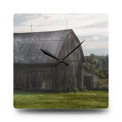 U R There Photography Rich Road Grey Rustic Farmhouse Acrylic Analog Wall Clock