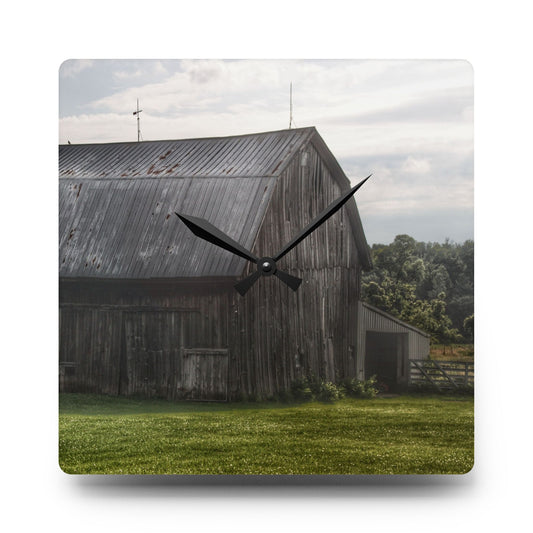 Rich Road Grey Rustic Farmhouse Acrylic Analog Wall Clock 10.75'' × 10.75'' (Square)