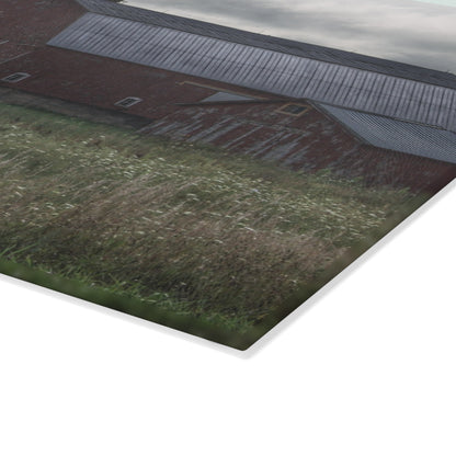 U R There Photography Glover Road Reds Rustic Farmhouse Tempered-Glass Cutting Board