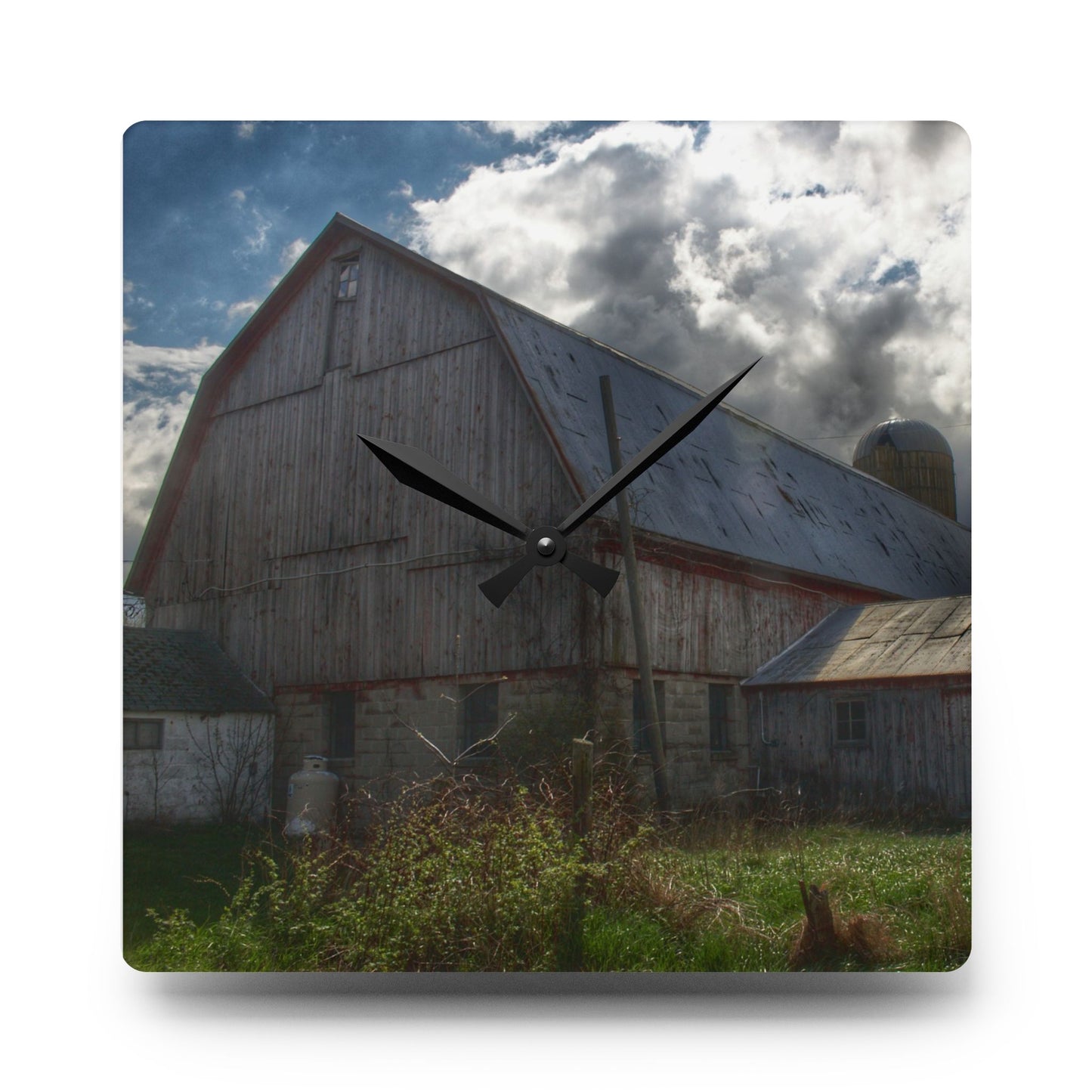 U R There Photography Sandusky Grey II Rustic Farmhouse Acrylic Analog Wall Clock