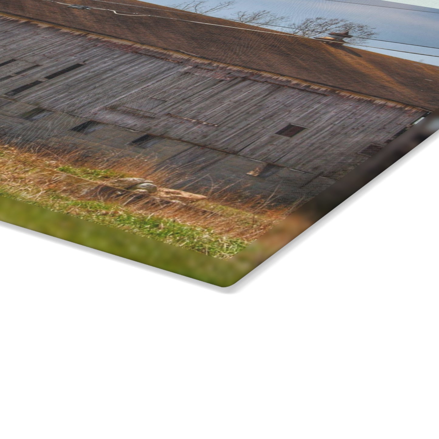 U R There Photography Metamora M-24 Grey III Rustic Farmhouse Tempered-Glass Cutting Board