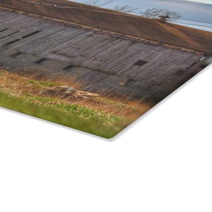 U R There Photography Metamora M-24 Grey III Rustic Farmhouse Tempered-Glass Cutting Board