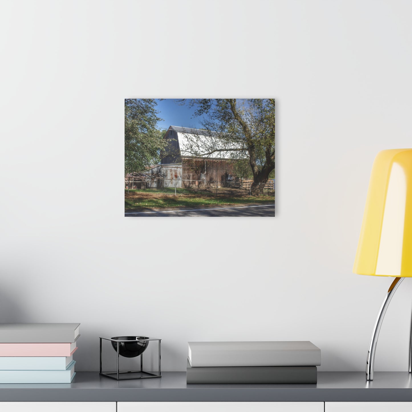 U R There Photography Birch Run Road Grey Rustic Farmhouse Acrylic Wall Print