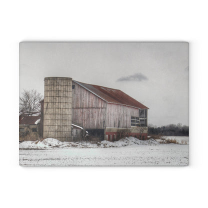 U R There Photography Babcock Road Grey Rustic Farmhouse Tempered-Glass Cutting Board