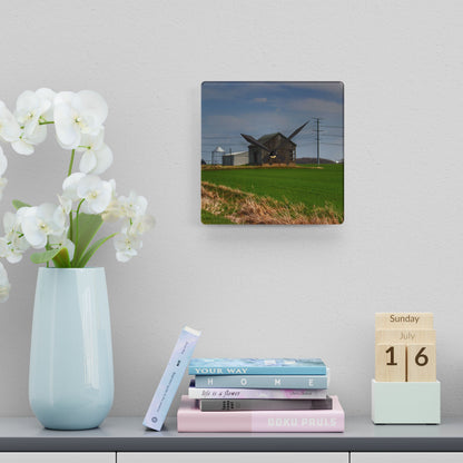 U R There Photography McAlpine Grey Rustic Farmhouse Acrylic Analog Wall Clock