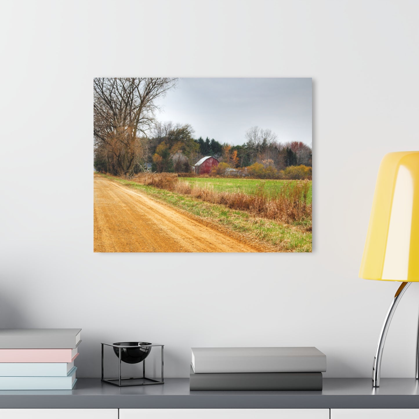 U R There Photography Stone Road Red Rustic Farmhouse Acrylic Wall Print