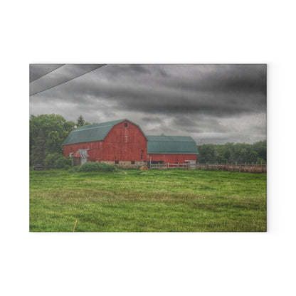 U R There Photography Clifford Road Red I Rustic Farmhouse Tempered-Glass Cutting Board