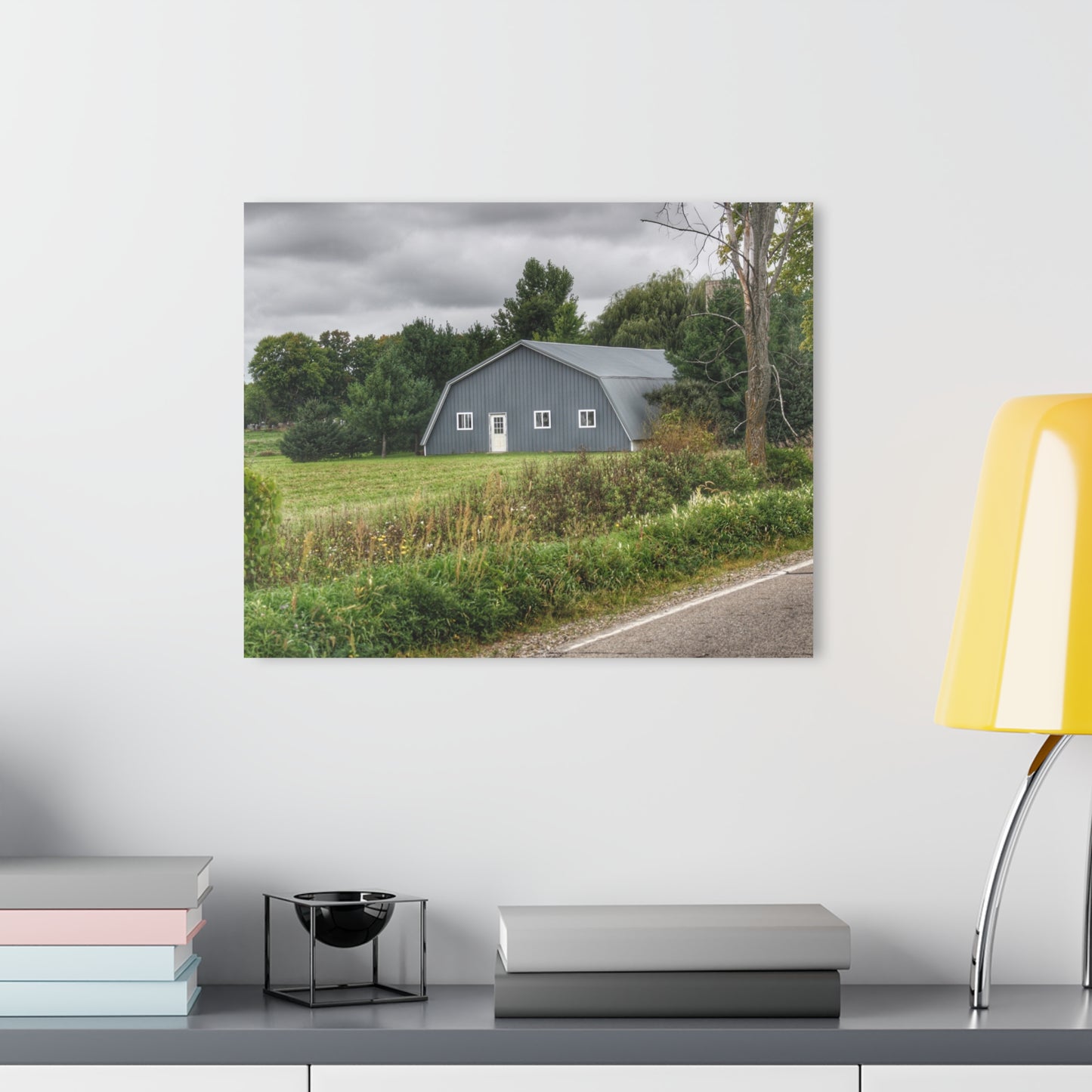 U R There Photography Hinson Road Grey Quonset Rustic Farmhouse Acrylic Wall Print