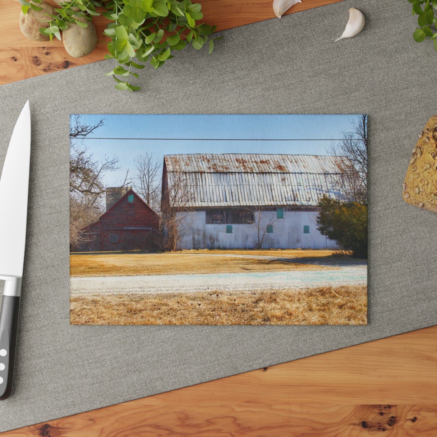 U R There Photography Indian Trail Rusted Reds II Rustic Farmhouse Tempered-Glass Cutting Board
