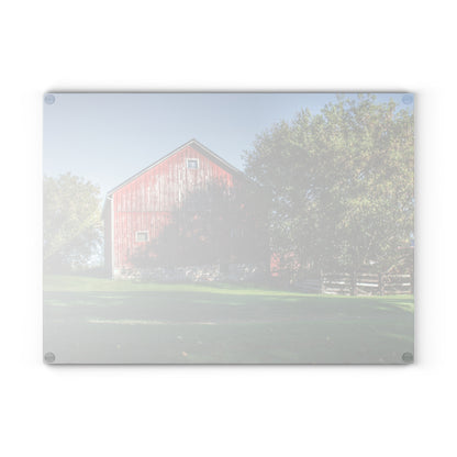 U R There Photography Five Lakes Red III Rustic Farmhouse Tempered-Glass Cutting Board 8"x 11"