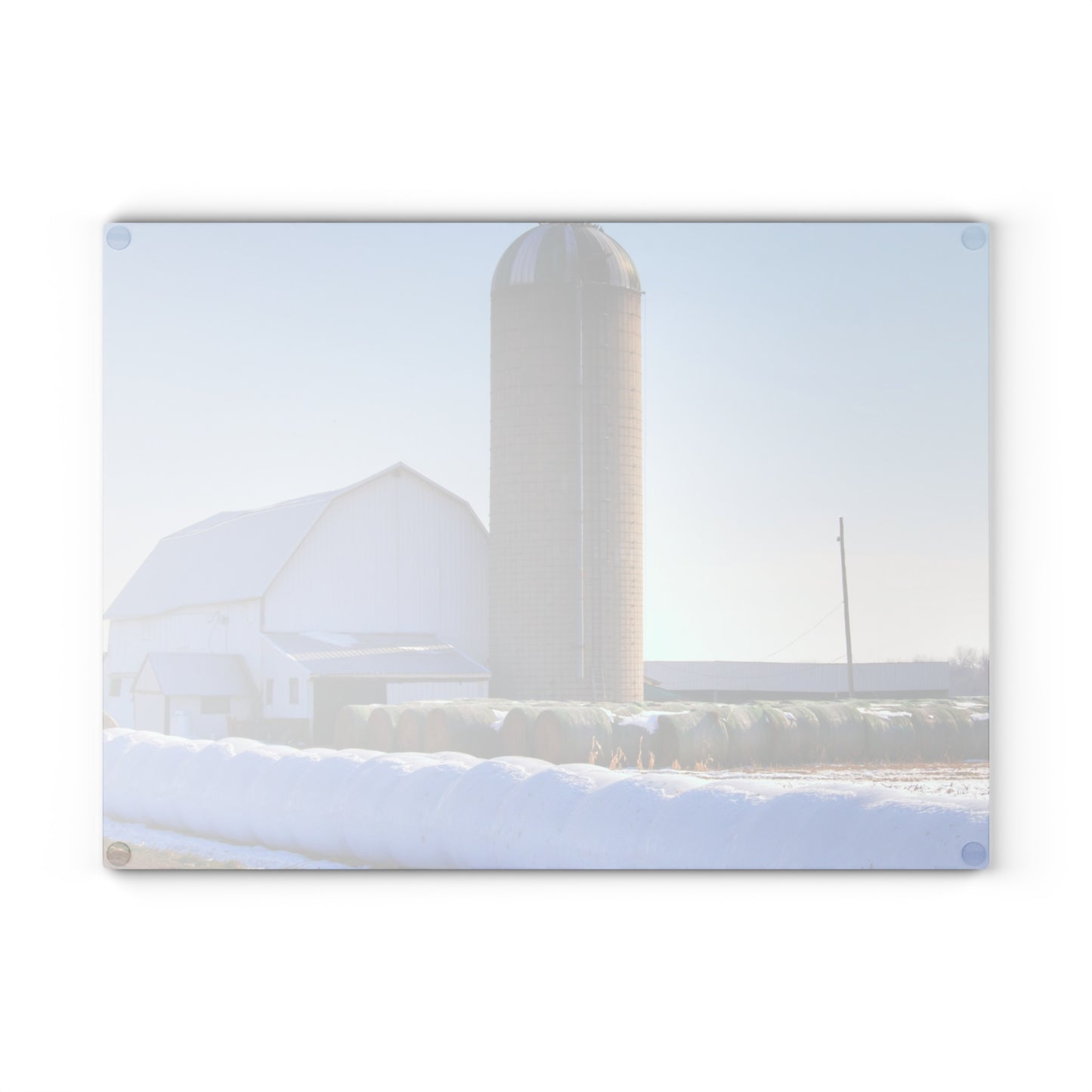 U R There Photography Bowers Road White in Winter Rustic Farmhouse Tempered-Glass Cutting Board