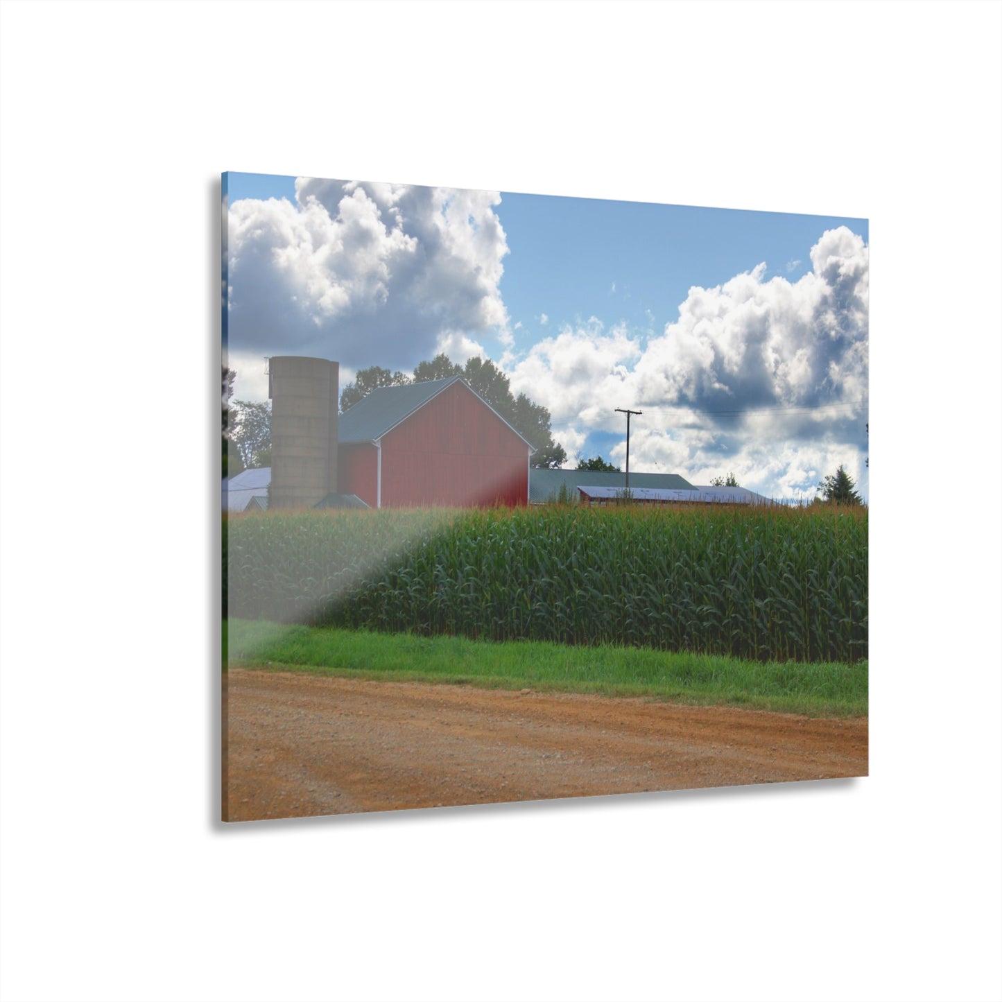 U R There Photography East Brown Road Red Rustic Farmhouse Acrylic Wall Print