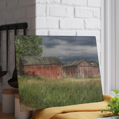 U R There Photography Hunters Creek Reds Rustic Farmhouse Tempered-Glass Cutting Board