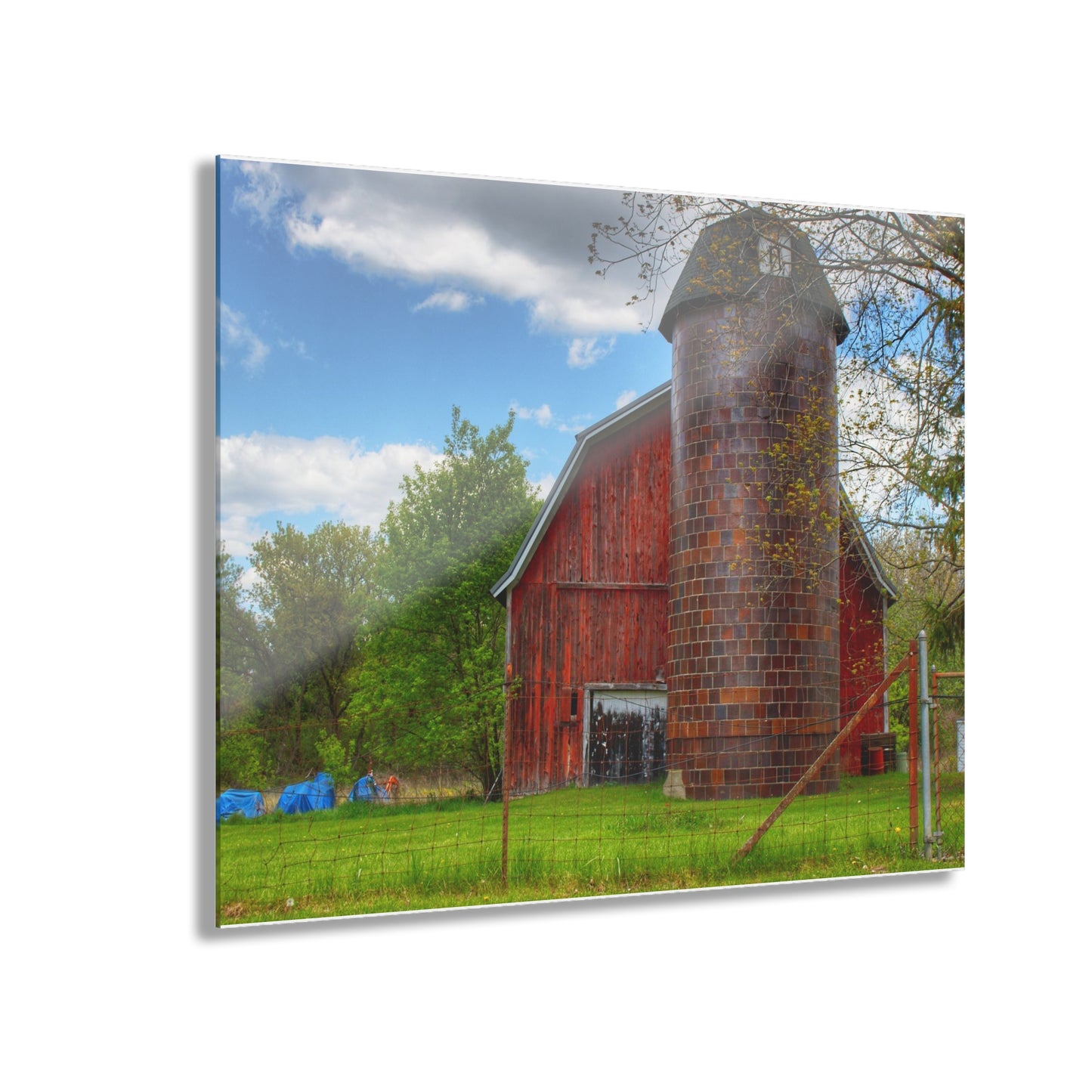 U R There Photography Mead Road Red Rustic Farmhouse Acrylic Wall Print