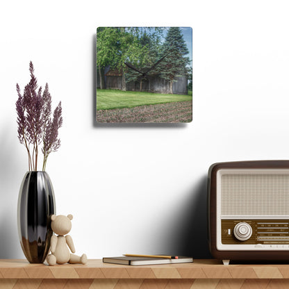 U R There Photography Barkley Road Grey I Rustic Farmhouse Acrylic Analog Wall Clock