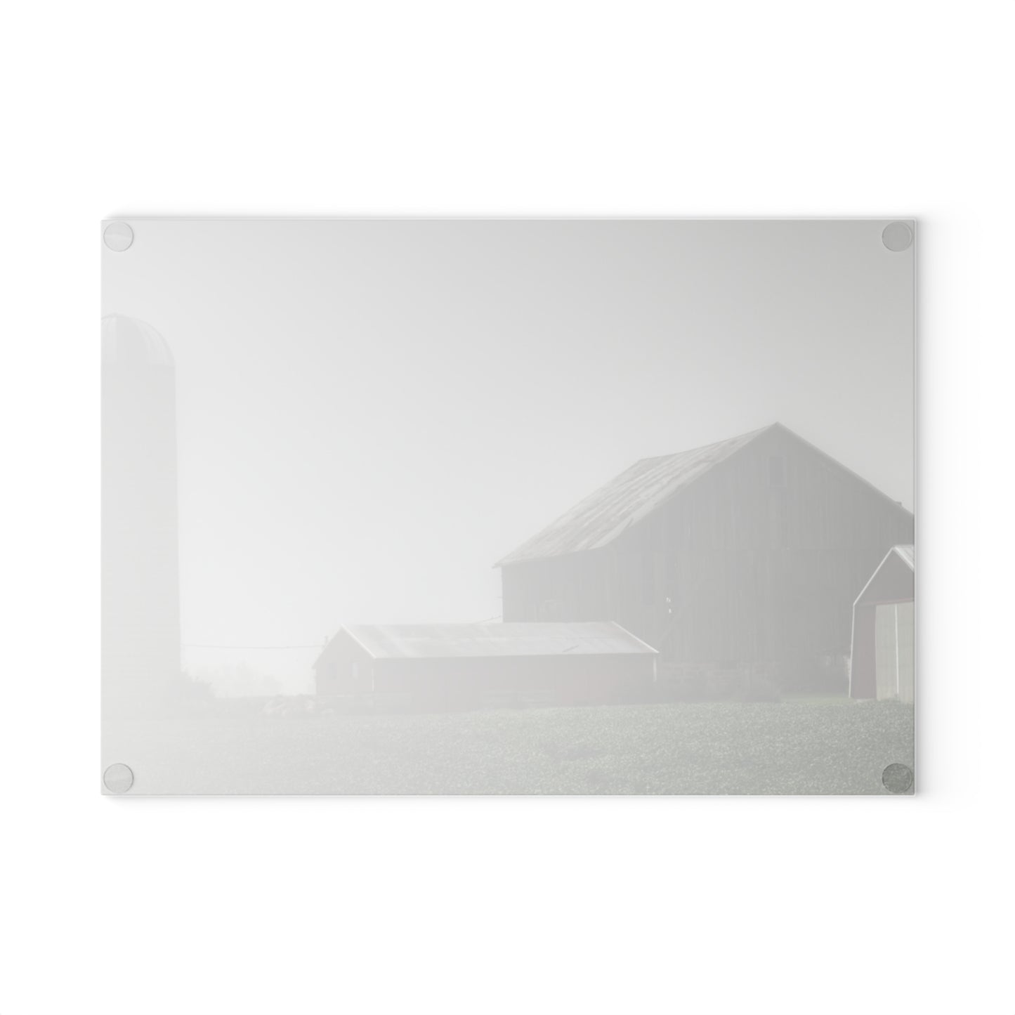 U R There Photography Farm in the Fog Rustic Farmhouse Tempered-Glass Cutting Board