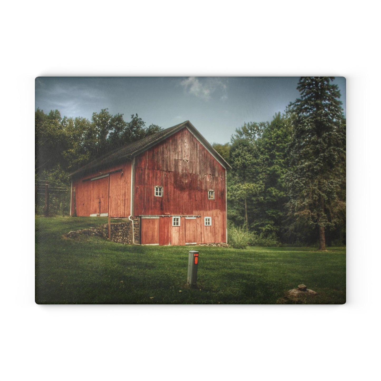 U R There Photography Buckhorn Lake Road Red Rustic Farmhouse Tempered-Glass Cutting Board