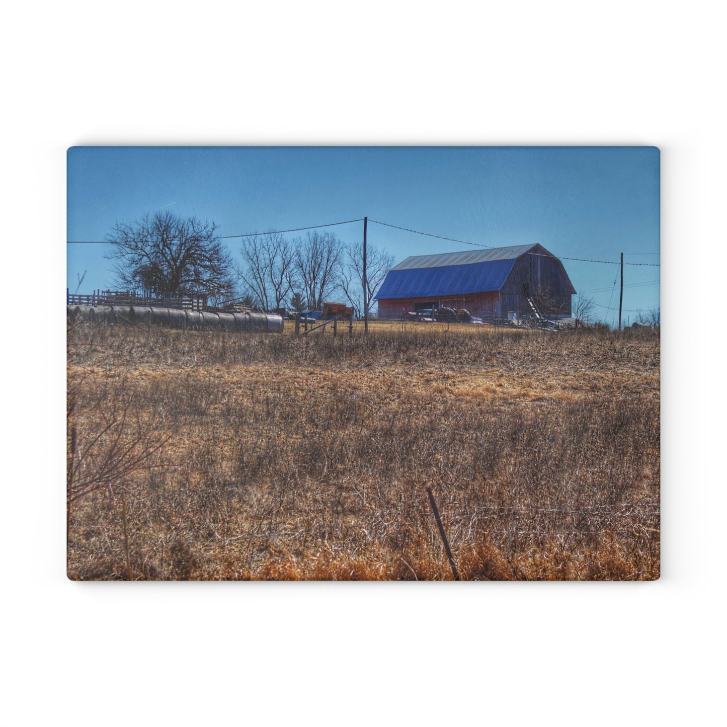 U R There Photography Marathon Haybarn on the Hill I Rustic Farmhouse Tempered-Glass Cutting Board
