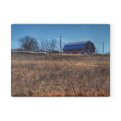 U R There Photography Marathon Haybarn on the Hill I Rustic Farmhouse Tempered-Glass Cutting Board