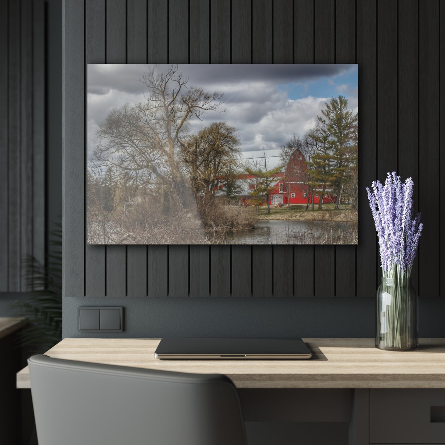 U R There Photography Hadley Road Hidden Red Rustic Farmhouse Acrylic Wall Print