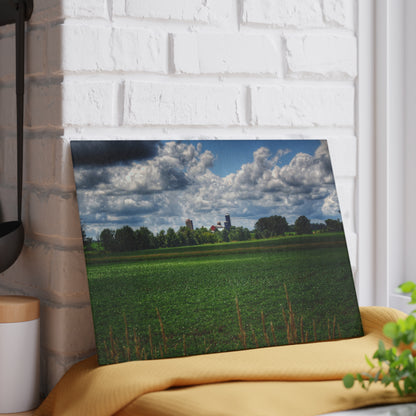 U R There Photography Farm from a Distance Rustic Farmhouse Tempered-Glass Cutting Board