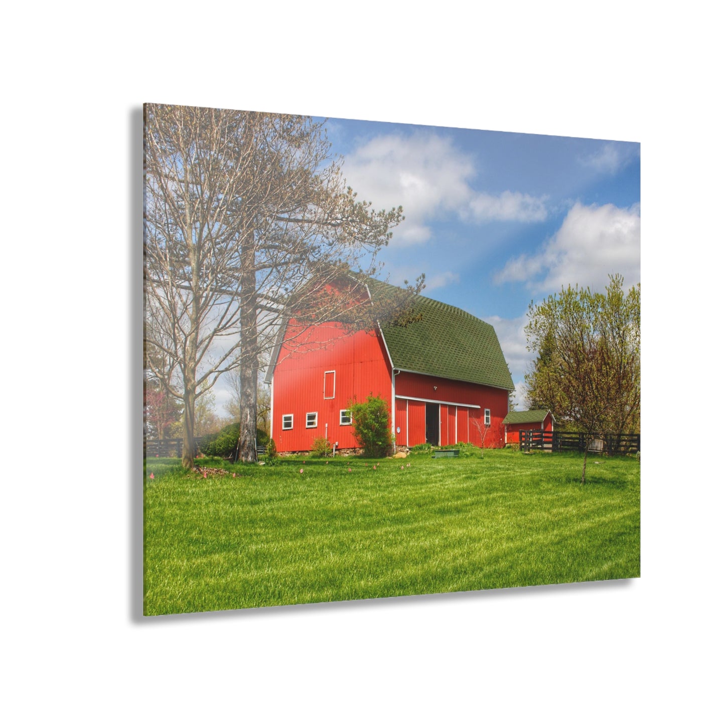 U R There Photography Barber Road Red Rustic Farmhouse Acrylic Wall Print