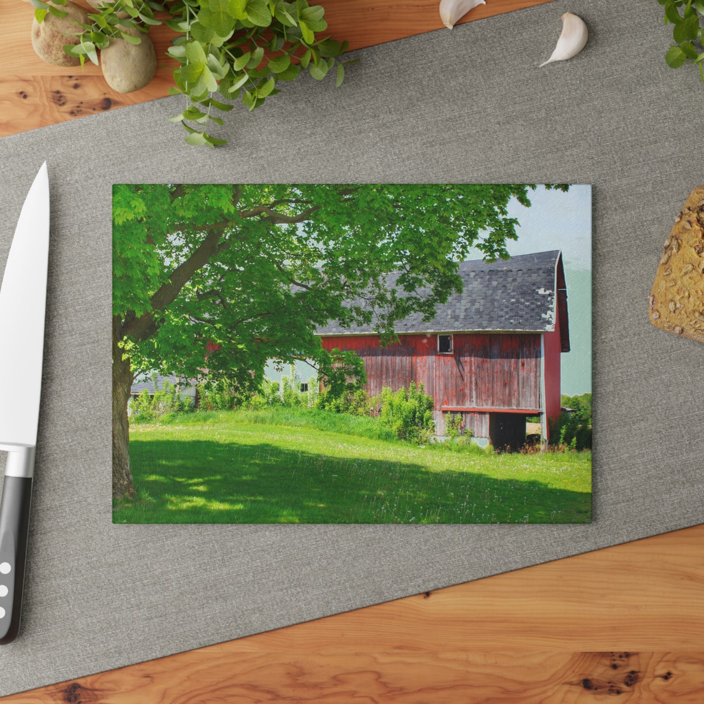 U R There Photography Colwood Road Red Rustic Farmhouse Tempered-Glass Cutting Board