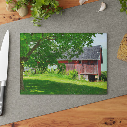 U R There Photography Colwood Road Red Rustic Farmhouse Tempered-Glass Cutting Board