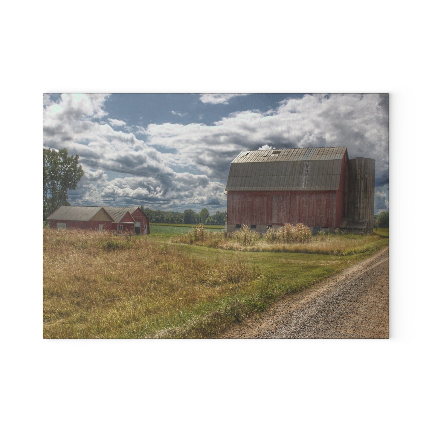 U R There Photography Haines Road Reds Rustic Farmhouse Tempered-Glass Cutting Board
