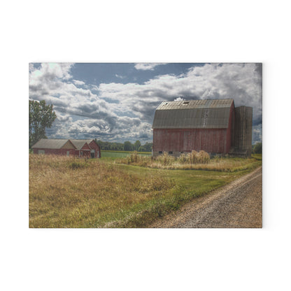 U R There Photography Haines Road Reds Rustic Farmhouse Tempered-Glass Cutting Board