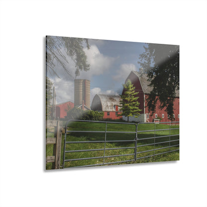 U R There Photography Hough Road Reds and Silo I Rustic Farmhouse Acrylic Wall Print