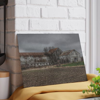 U R There Photography Rusted and Grey on Newark Road Rustic Farmhouse Tempered-Glass Cutting Board