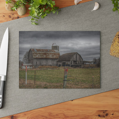 U R There Photography Dodge Road Grey II Rustic Farmhouse Tempered-Glass Cutting Board