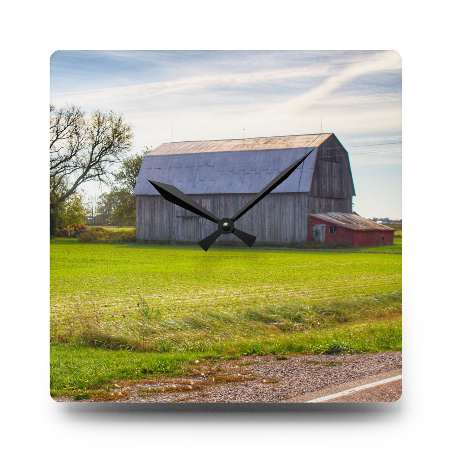 U R There Photography North Gera Road Red Rustic Farmhouse Acrylic Analog Wall Clock