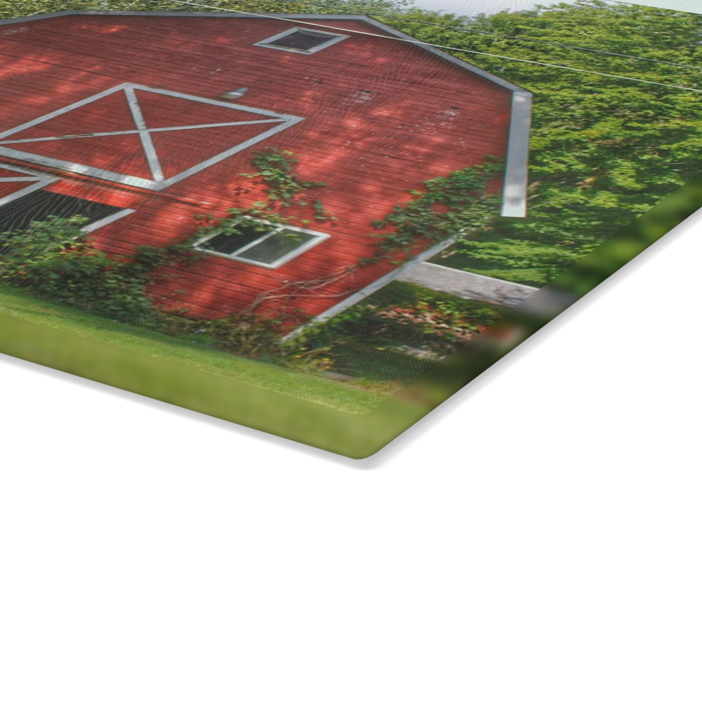 U R There Photography Henderson Road Red Rustic Farmhouse Tempered-Glass Cutting Board