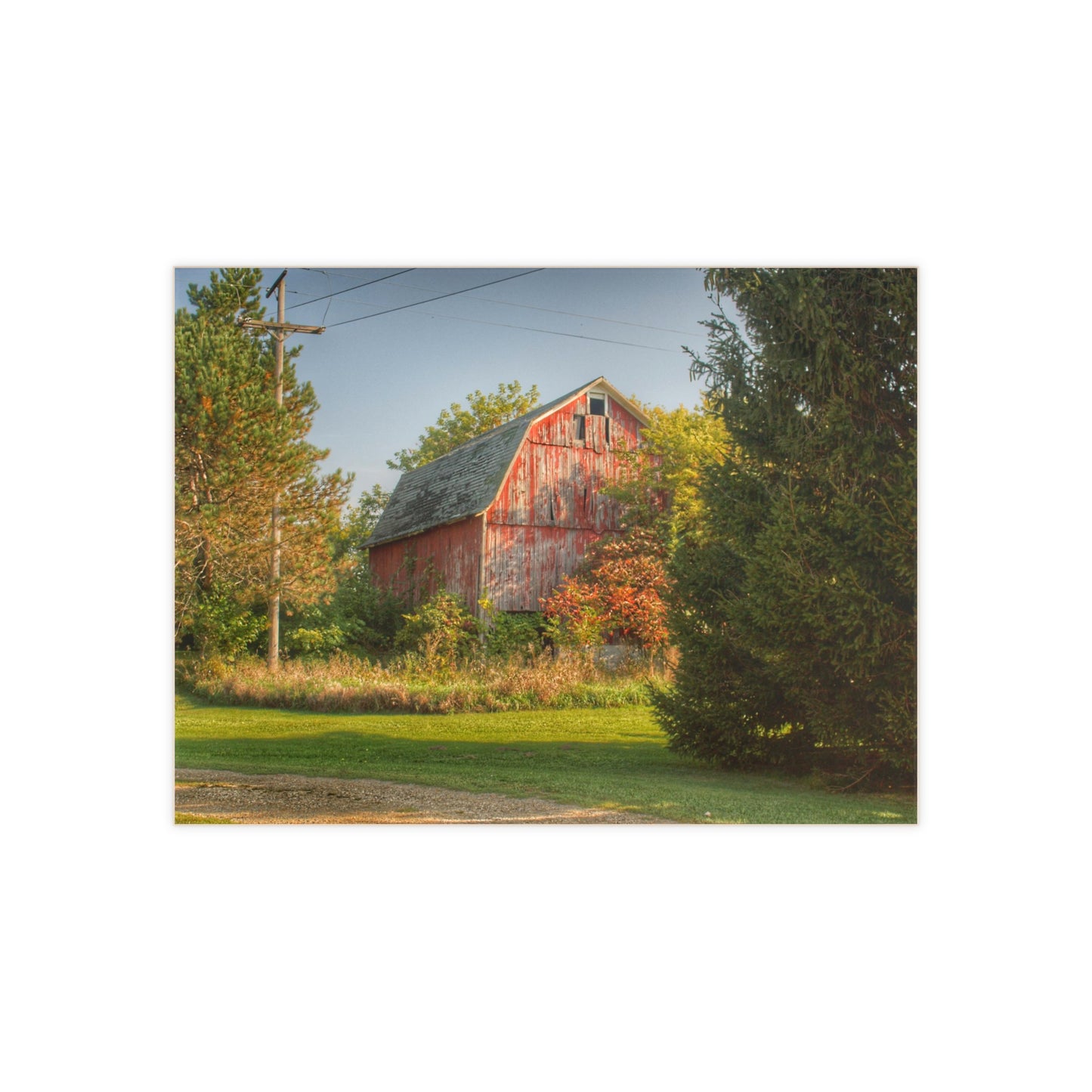 U R There Photography Belle River Red I Rustic Farmhouse Decorative Ceramic Tile