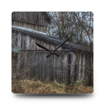 U R There Photography Rural Decay in Early Spring Rustic Farmhouse Acrylic Analog Wall Clock