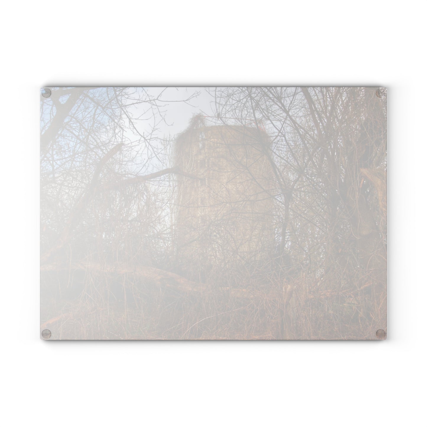 U R There Photography Hidden Silo of Fostoria Road Rustic Farmhouse Tempered-Glass Cutting Board