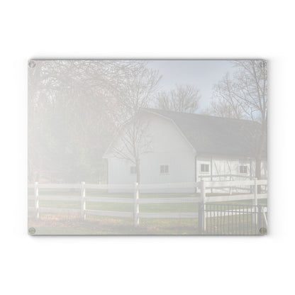 U R There Photography Collins Road White Rustic Farmhouse Tempered-Glass Cutting Board