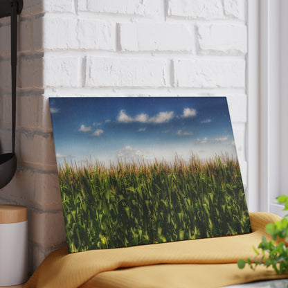 U R There Photography Sky-High Corn Rustic Farmhouse Tempered-Glass Cutting Board