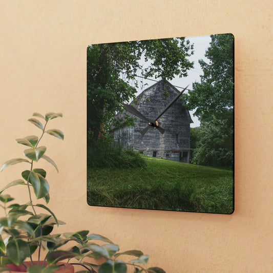 U R There Photography Snell Grey Rustic Farmhouse Acrylic Analog Wall Clock