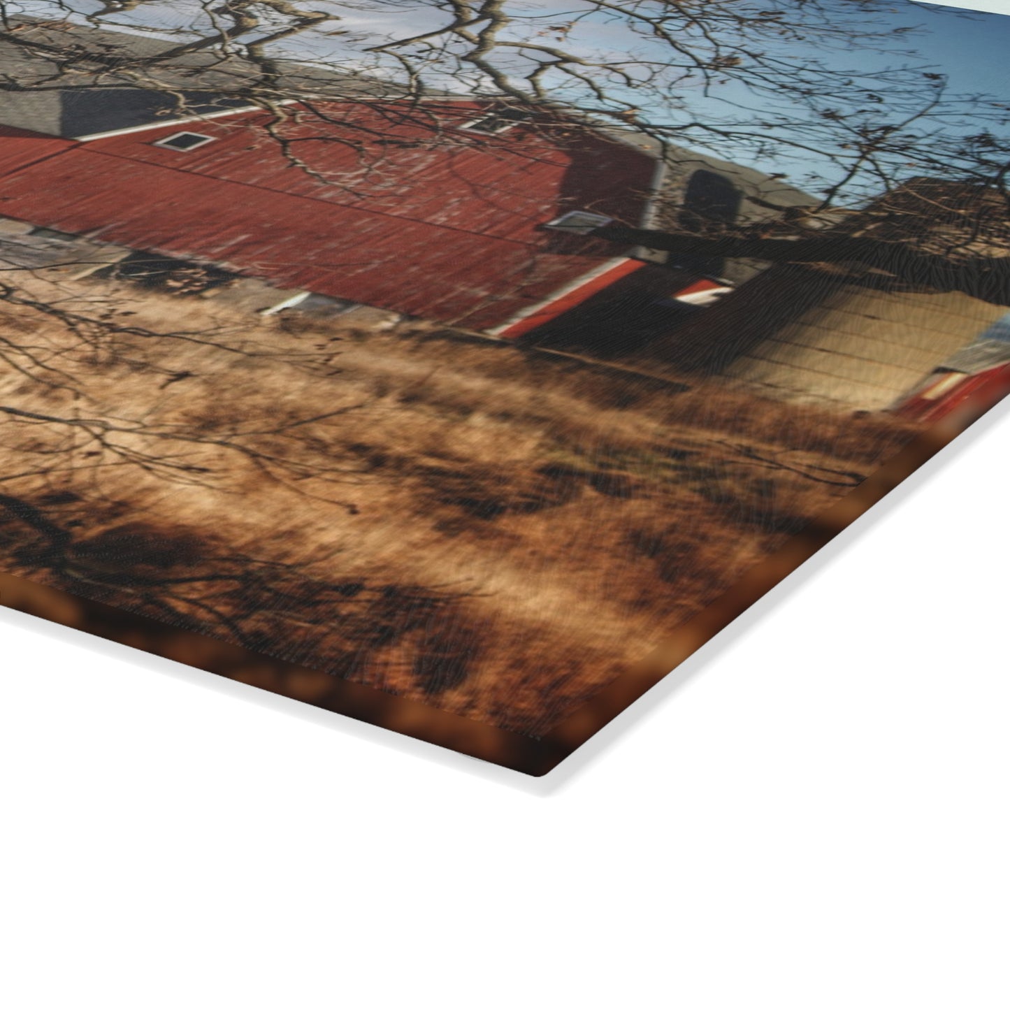 U R There Photography Greenwood Road Hidden Rustic Farmhouse Tempered-Glass Cutting Board