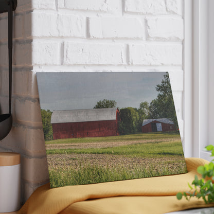 U R There Photography Catlin Road Reds Rustic Farmhouse Tempered-Glass Cutting Board
